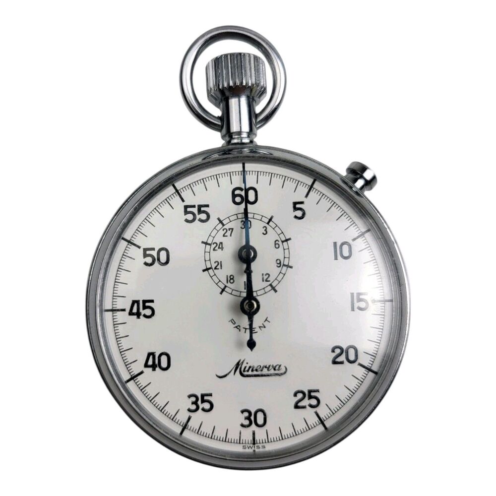 VINTAGE MINERVA MECHANICAL MANUAL STOPWATCH SWISS MADE-60 SECOND-RUNS w/RESET